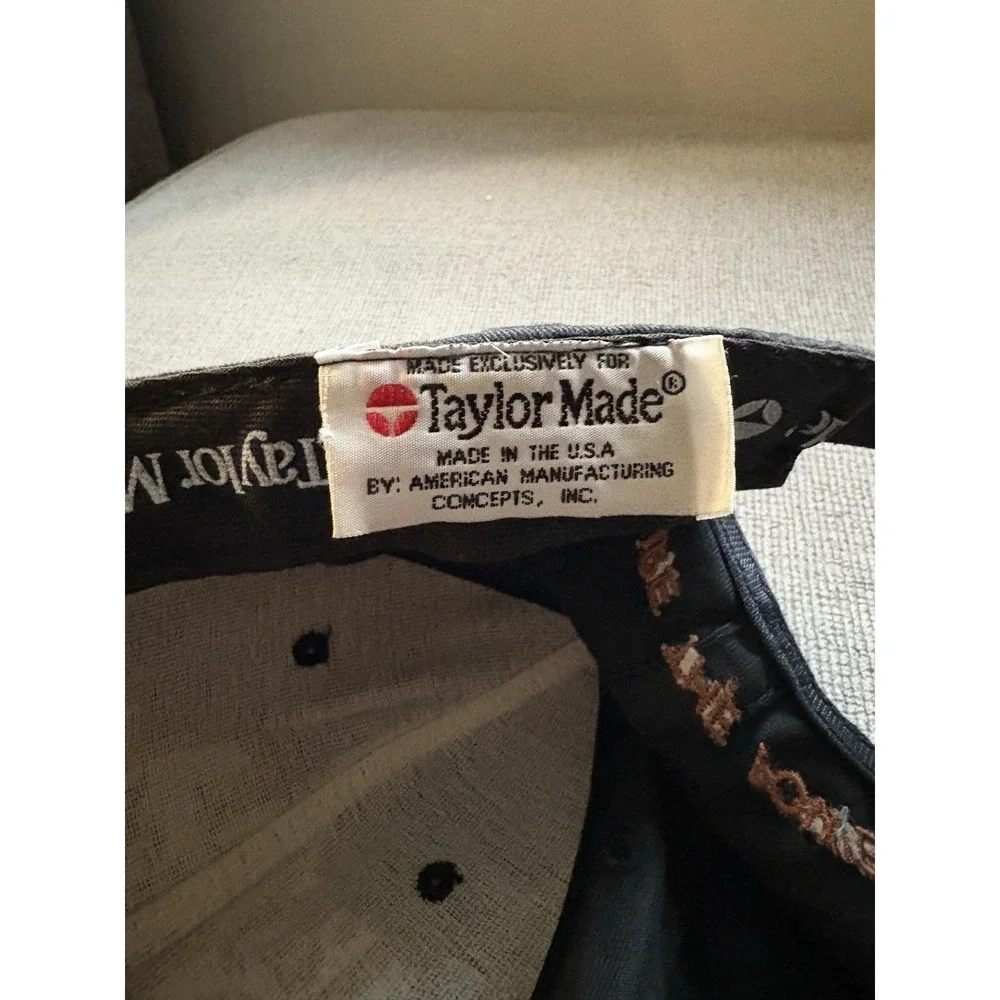 Vintage TaylorMade Burner Bubble Golf Hat Mens Adjustable Black Twill Suede USA